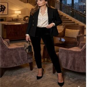 Express Women’s high waist Black Velvet Leggings Pre-loved Mint condition Size M